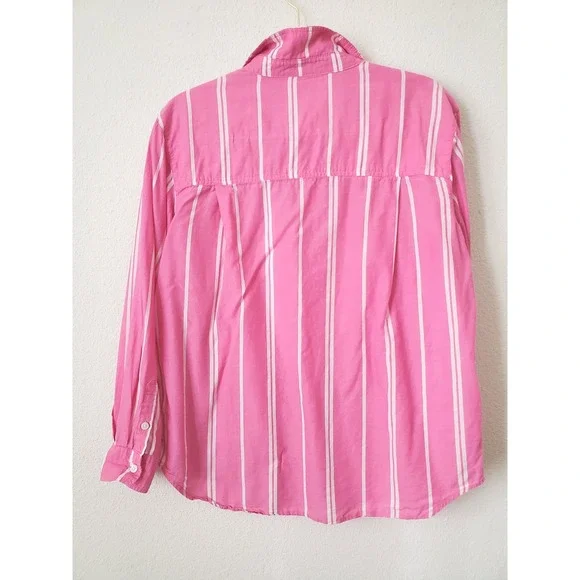 MARINE LAYER Pink White Stripe Button Down Shirt Relaxed Fit Women's‎ Small - Picture 7 of 11